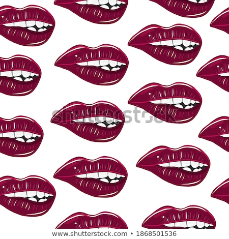 ストックフォト: Female Lips Set On Sweet Passion Pattern