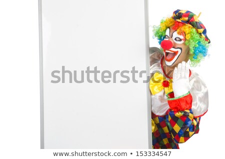 Man Dressed As Clown With Message Board Imagine de stoc © Elnur