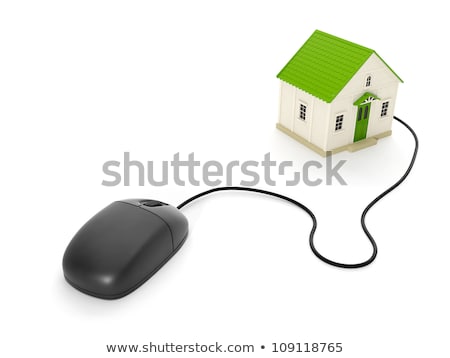 Foto stock: 3d Illustration Back Home The Toy House And A Computer Mouse