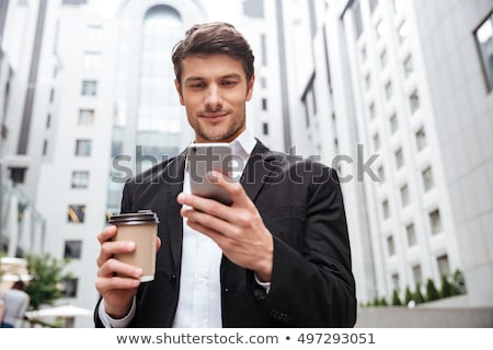 Сток-фото: Businessman Sitting Stairs Modern Office Building