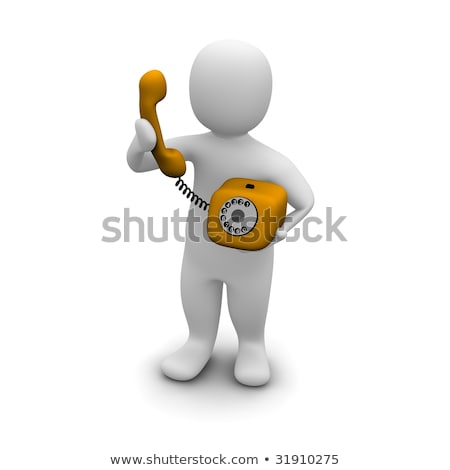 [[stock_photo]]: Omme · ramassant · un · téléphone · orange