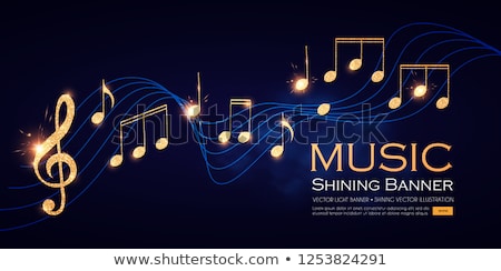 Zdjęcia stock: Music Notes Golden Vector Icon Design