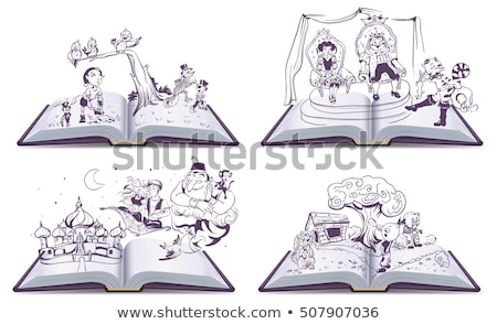 Stock photo: Open Book Illustration Tale Of Puss In Boots