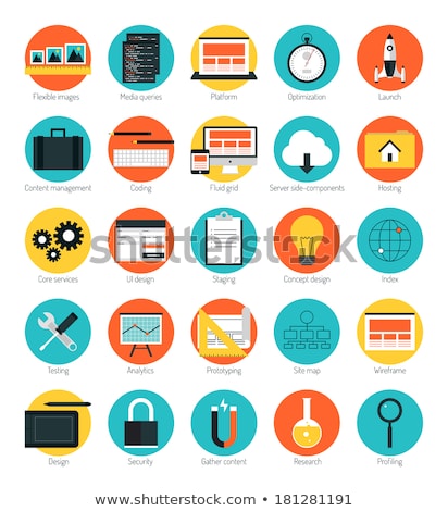 Stock fotó: Secured Cloud Processing Icon Flat Design