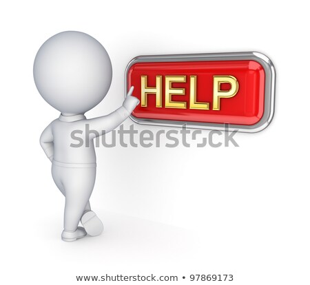 Сток-фото: 3d Small People - Help Button