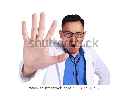 Stock fotó: Asian Doctor Showing Stop Hand Gesture