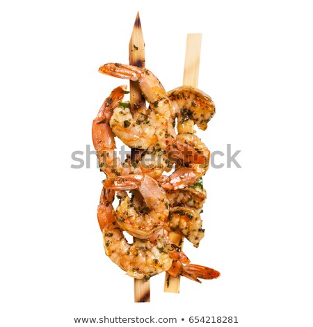 Stock photo: Grilled Shrimp Skewer And Salad