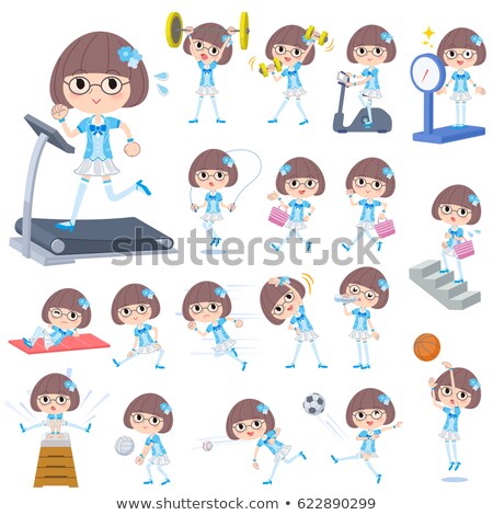 Foto stock: Pop Idol In Blue Costume Sports Exercise