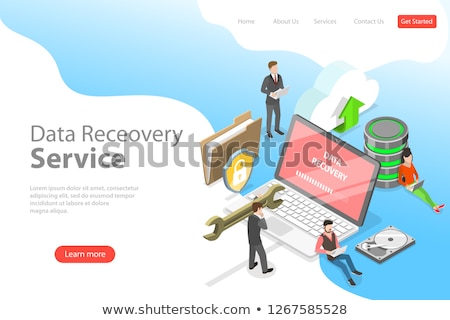 Foto stock: Isometric Flat Vector Landing Pate Template Of Data Recovery Services