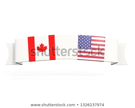 Сток-фото: Banner With Two Square Flags Of United States And Canada