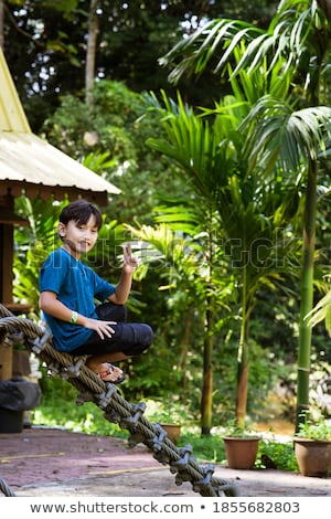 Zdjęcia stock: Children Rest During A Hike In The Woods