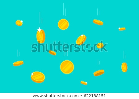 Foto stock: Gold Coins Money Falling Vector Illustration Flat Style Dropping Coins Isolated On Color Backgroun
