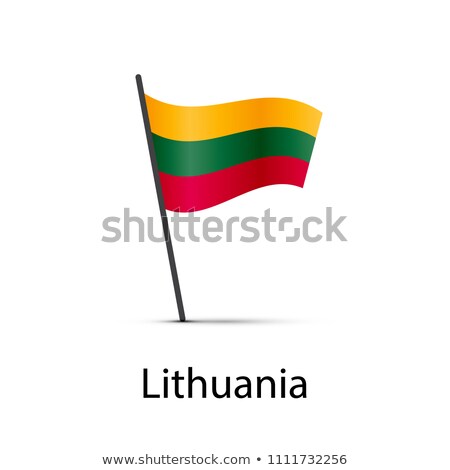 ストックフォト: Lithuania Flag On Pole Infographic Element On White