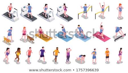 Zdjęcia stock: Marathon Isometric Elements Icons Set Vector