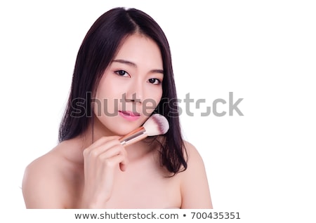 Stockfoto: Ichaamsverzorging · Jonge · Vrouw · Poeder · Met · Borstel · Toe · Te · Passen