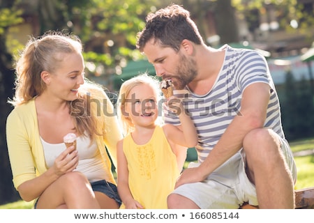 Stockfoto: Closeup Of Man Eating Ice Cream