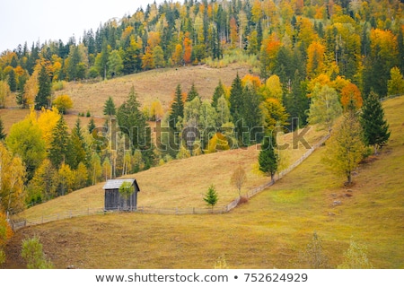 Stock fotó: Autumn Landscape With A Haystack In The Mountains