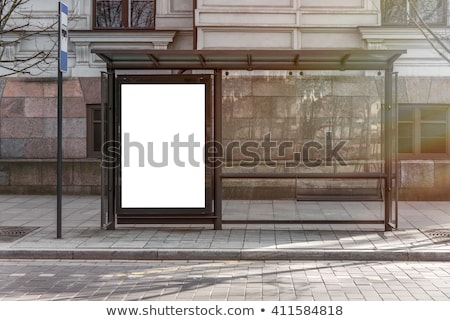 Сток-фото: Modern Bus Stop With Blank Banner Front View