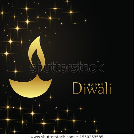 Foto d'archivio: Creative Diwali Golden Diya On Dark Background