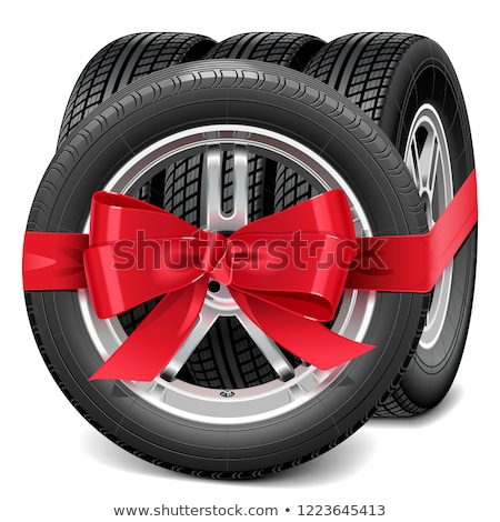 Stock photo: Vector Car Wheels With Red Bow