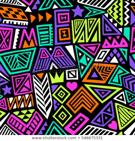 ストックフォト: Hippie Hand Drawn Doodles Seamless Pattern Hippy Background