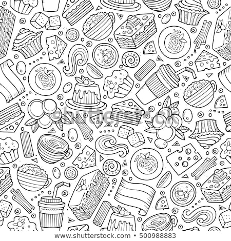 [[stock_photo]]: Cartoon Cute Doodles Hand Drawn Italian Food Seamless Pattern
