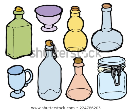 Stock photo: Hand Drawn Glass Bottle Color Blank Label Vector