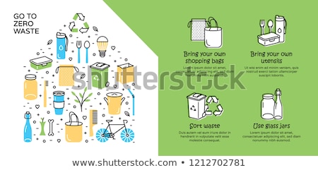 Сток-фото: Zero Waste - Vector Line Design Style Icons Set