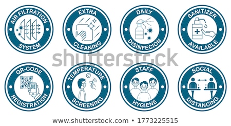 Foto stock: Coronavirus Stamp Set Vector Illustration