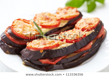 Stok fotoğraf: Grilled Eggplant Tomato And Mozzarella