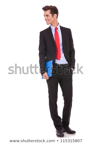 Stock fotó: Business Man With A Clipboard Looking To His Right Side