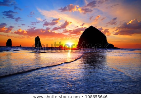 Stock photo: Sunset At The Beach On The Oregon Coast