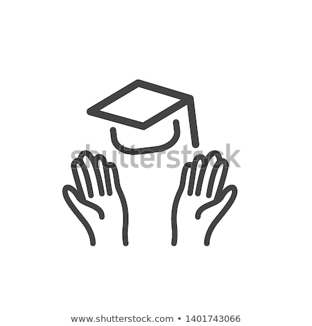 Zdjęcia stock: Graduates Throwing Caps Line Icon