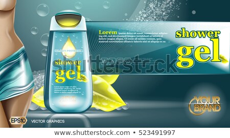 Stock fotó: Digital Vector Aqua And Yellow Shower Gel