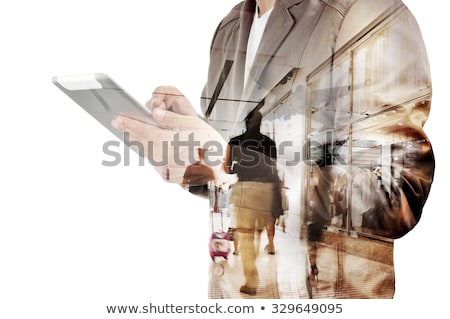 Stock photo: Take Off Of An Aircraft With Double Exposure Of Airport