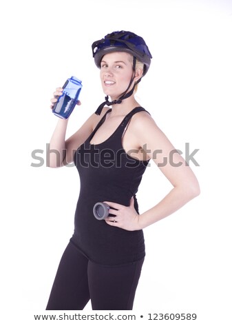 Zdjęcia stock: Woman Cyclist Holding Water Bottle