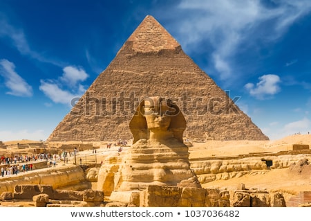 Stock photo: Egypt Sphinx Face And Pyramid In Giza