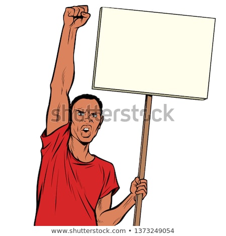 ストックフォト: Afrikan Man Protests With A Poster Isolate On White Background