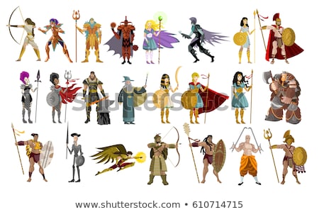 Foto stock: Man Warrior Character With Sword And Armor