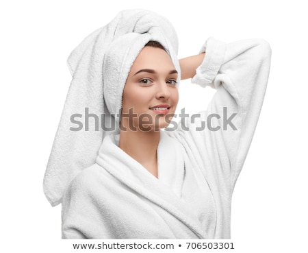 ストックフォト: Beautiful Young Woman After Bath On White Background