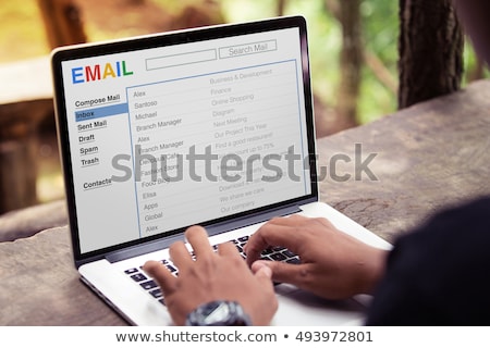 Foto stock: Man Checking Mail Inbox On Laptop