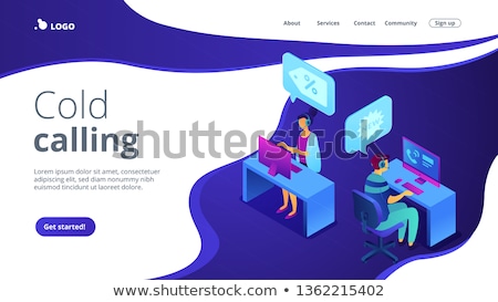 Stockfoto: Cold Calling Isometric 3d Landing Page