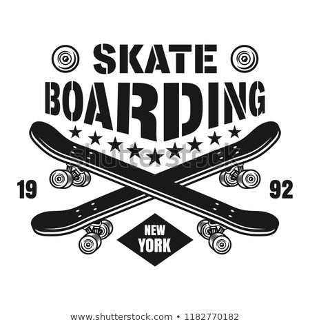 ストックフォト: Skateboarder Emblem Crossed Skateboards And Skull Design Element For Logo Label Sign