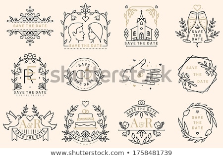 Stock fotó: Wedding Invitation Card Thin Line Vector Icon