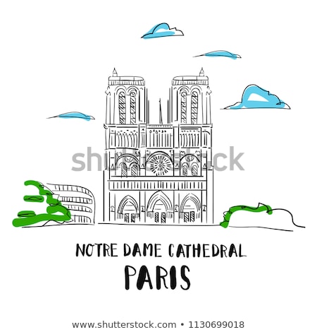 Foto stock: Notre Dame De Paris Icon Vector Outline Illustration