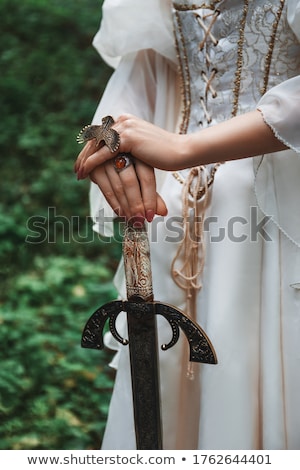 Stock fotó: Warrior Woman Holding Sword In Her Hand