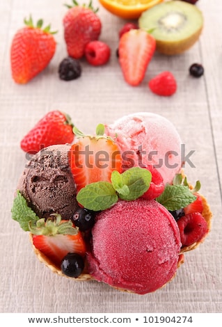Stock photo: Scop Of Ice Cream And Berries