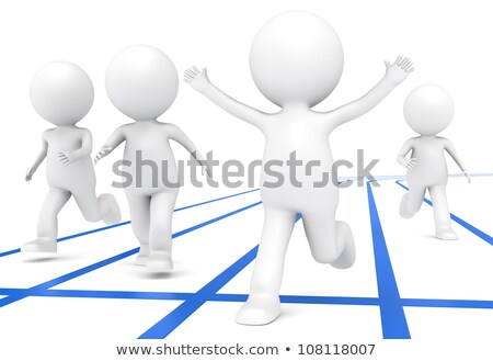 Foto stock: 3d Little Human Character Running For Success