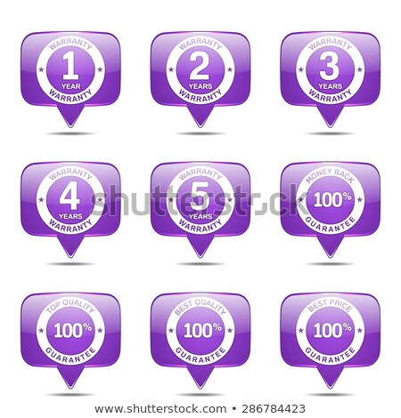 Foto stock: Warranty Guarantee Seal Square Vector Violet Icon Design Set