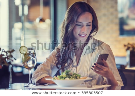 [[stock_photo]]: Brunette Girl Eating Salad